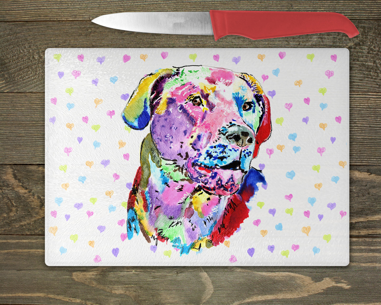 Labrador Watercolour Splash Chopping Board - 10 Backgrounds To Choose From