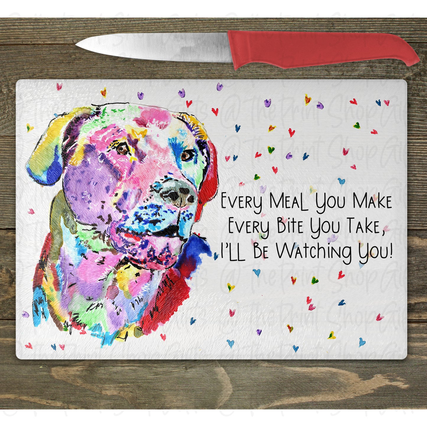 Labrador Watercolour Splash Chopping Board - 10 Backgrounds To Choose From