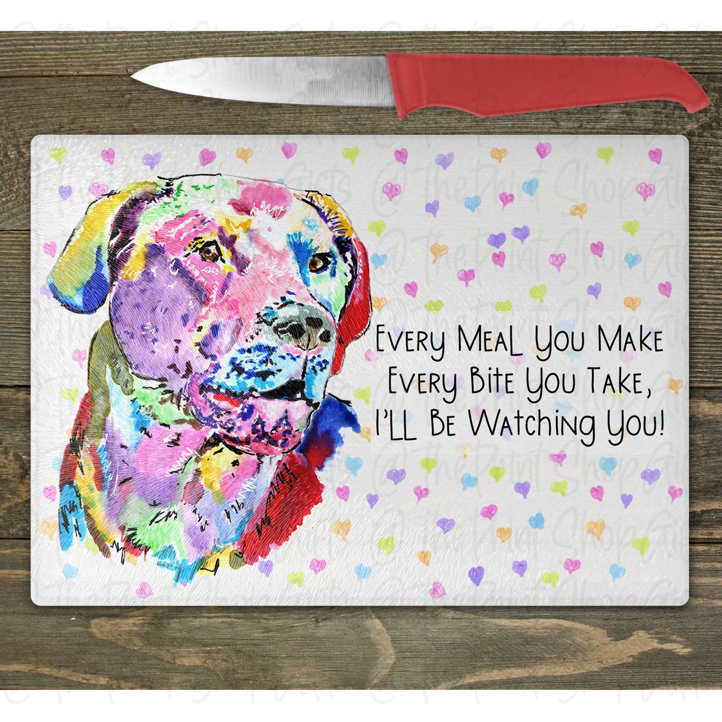 Labrador Watercolour Splash Chopping Board - 10 Backgrounds To Choose From