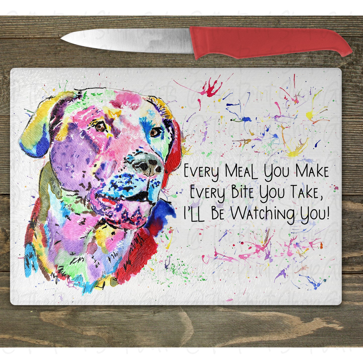 Labrador Watercolour Splash Chopping Board - 10 Backgrounds To Choose From