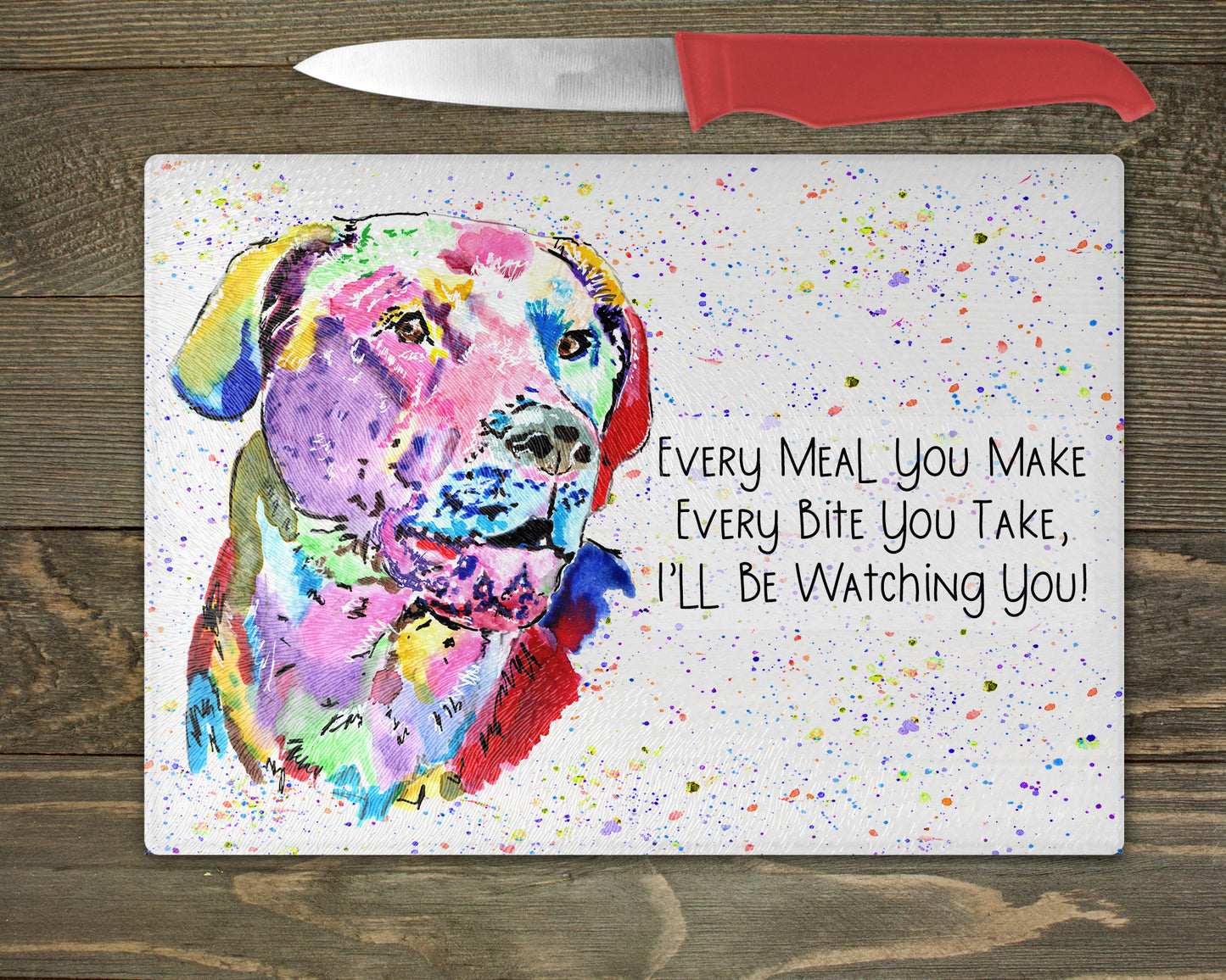 Labrador Watercolour Splash Chopping Board - 10 Backgrounds To Choose From