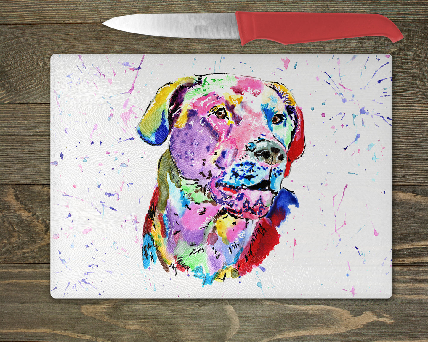 Labrador Watercolour Splash Chopping Board - 10 Backgrounds To Choose From