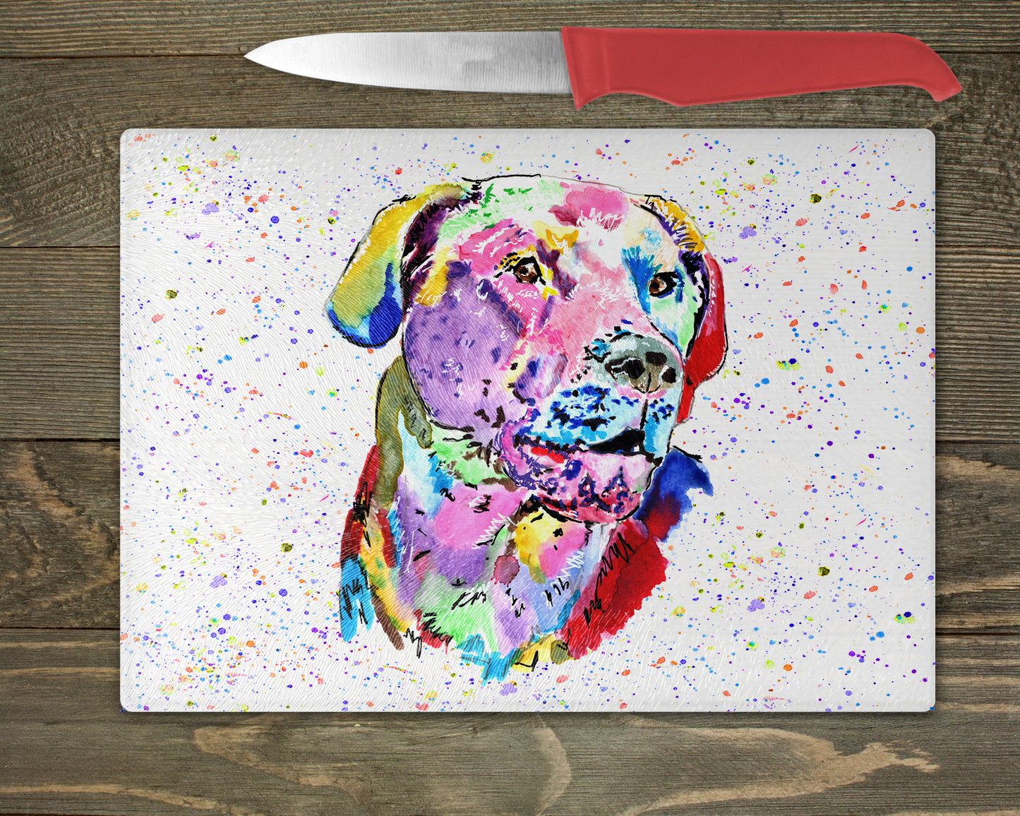 Labrador Watercolour Splash Chopping Board - 10 Backgrounds To Choose From