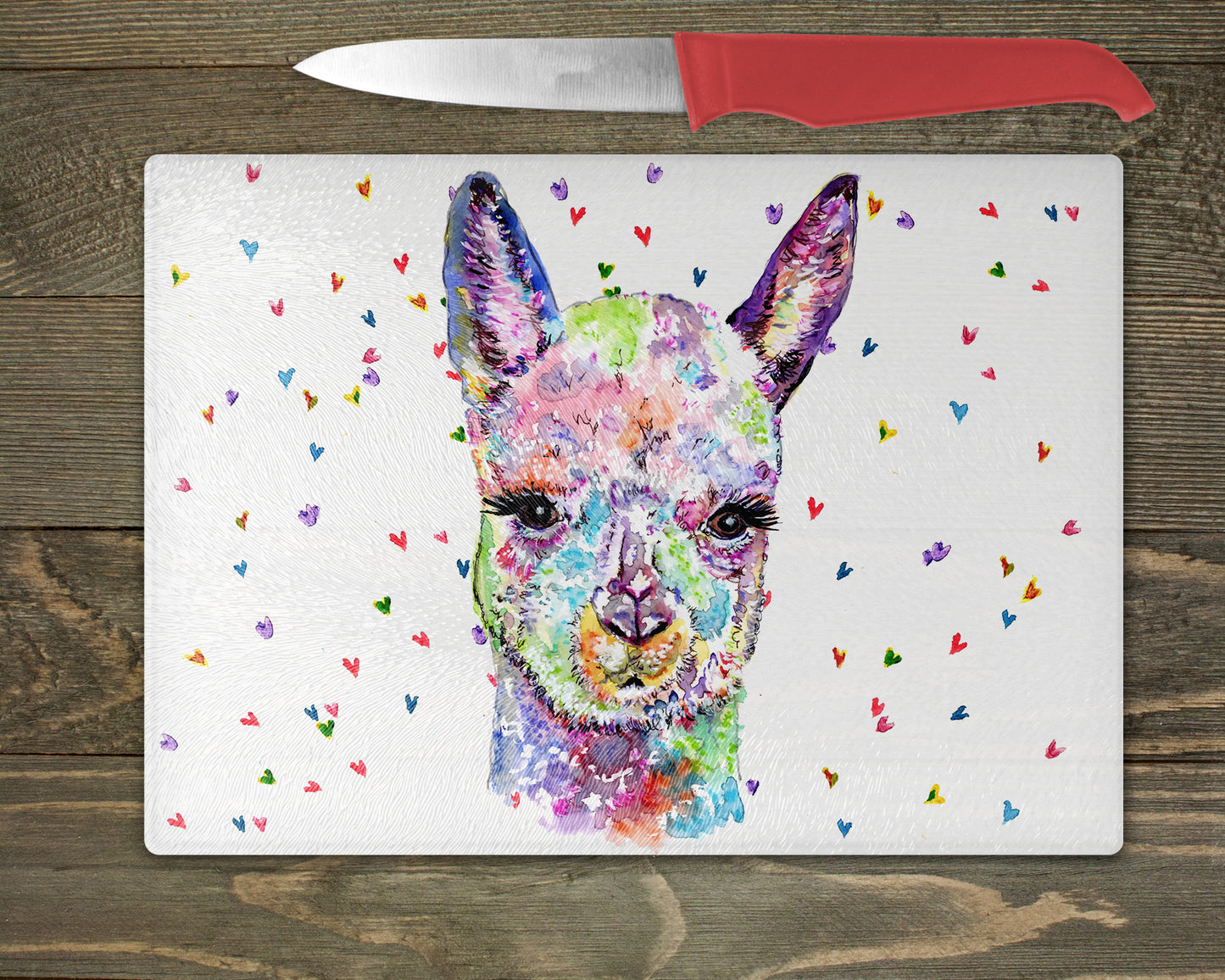 Alpaca Watercolour Splash Chopping Board - 5 Backgrounds To Choose From