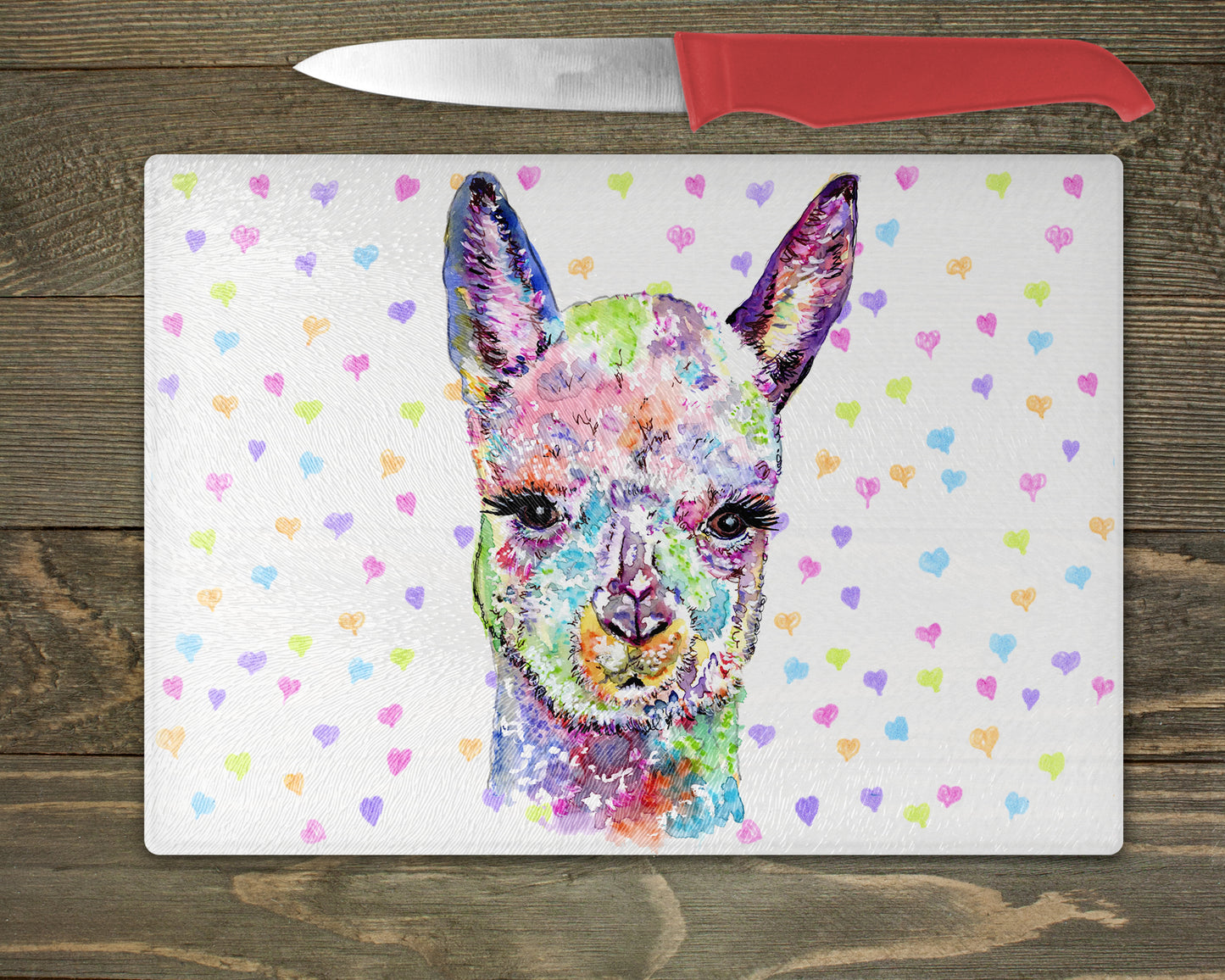 Alpaca Watercolour Splash Chopping Board - 5 Backgrounds To Choose From