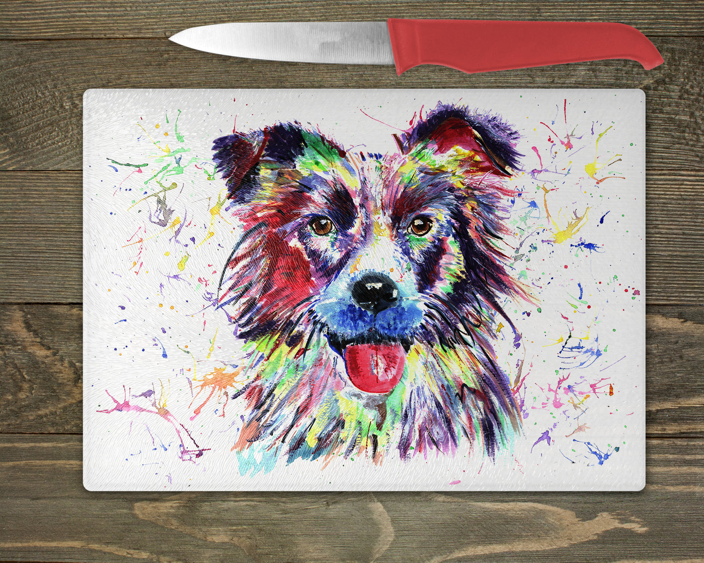 Border Collie Splash Chopping Board – 10 Backgrounds To Choose From