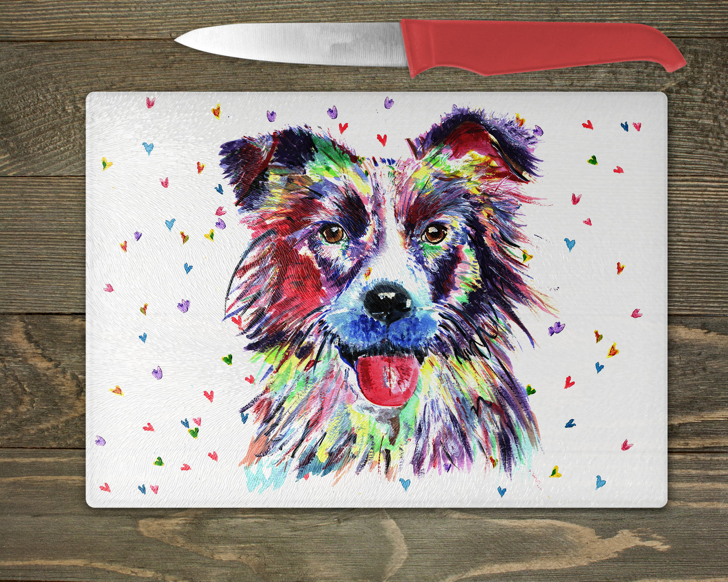 Border Collie Splash Chopping Board – 10 Backgrounds To Choose From