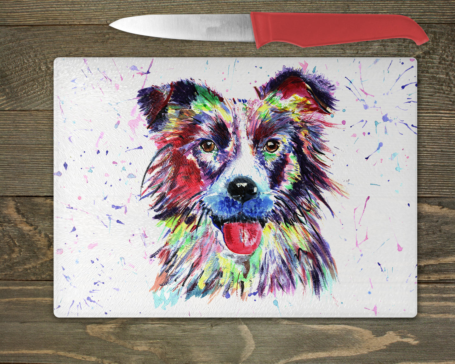 Border Collie Splash Chopping Board – 10 Backgrounds To Choose From