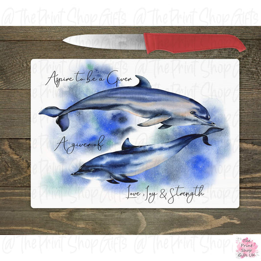 Dolphin Pair Glass Chopping Board