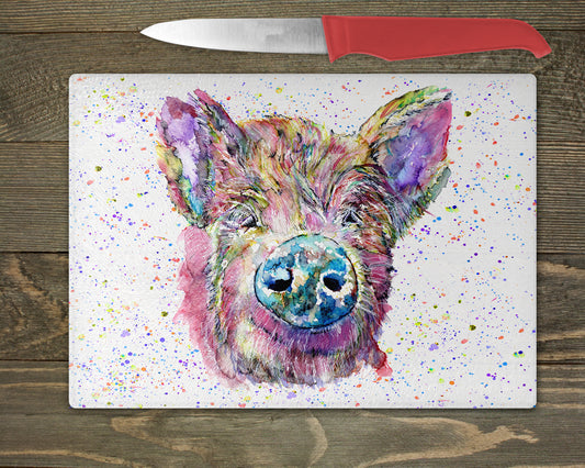 Pig Watercolour Splash Chopping Board - 5 Backgrounds To Choose From