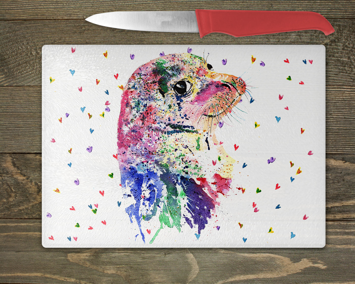 Seal Watercolour Splash Chopping Board - 5 Backgrounds To Choose From