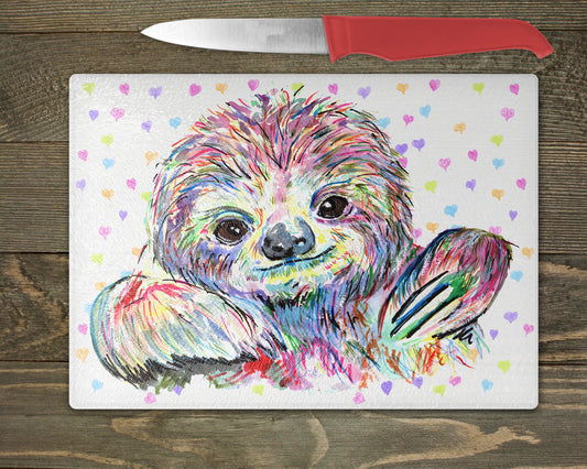 Sloth Watercolour Splash Chopping Board - 5 Backgrounds To Choose From