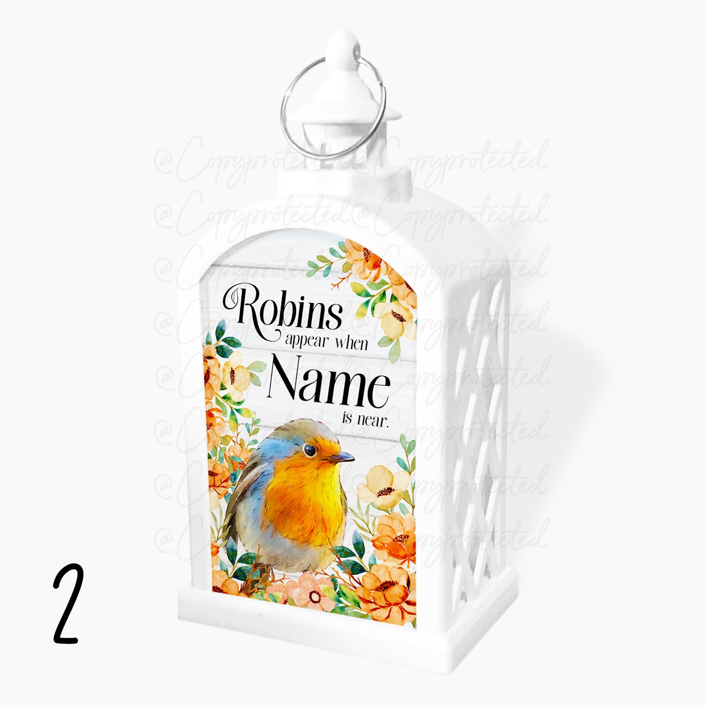 When Robins Appear Personalised Memorial LED Candle Lantern - 4 Designs