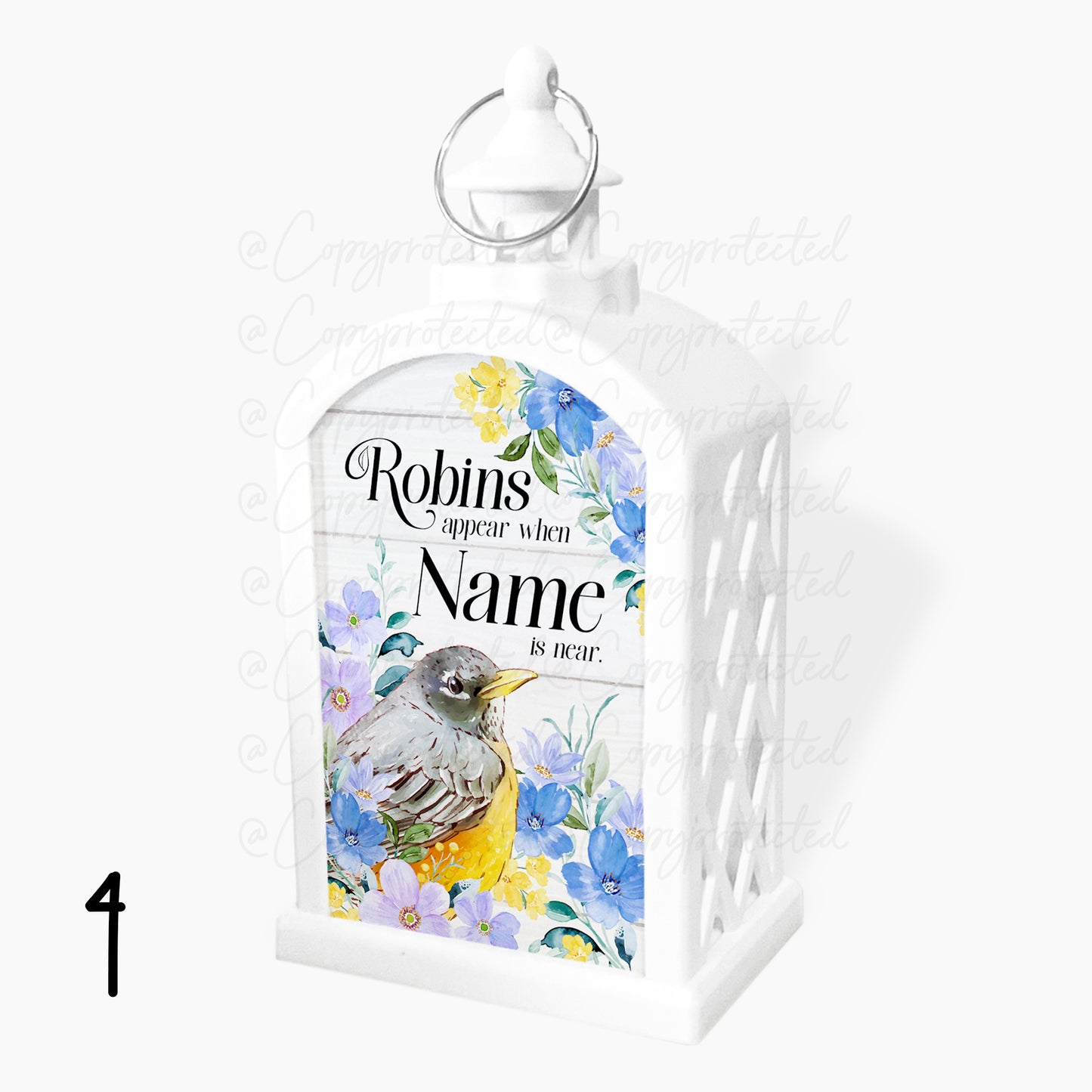 When Robins Appear Personalised Memorial LED Candle Lantern - 4 Designs