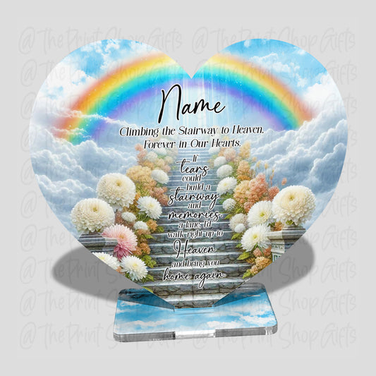 Chrysanthemum Personalised Memorial Acrylic Freestanding Heart