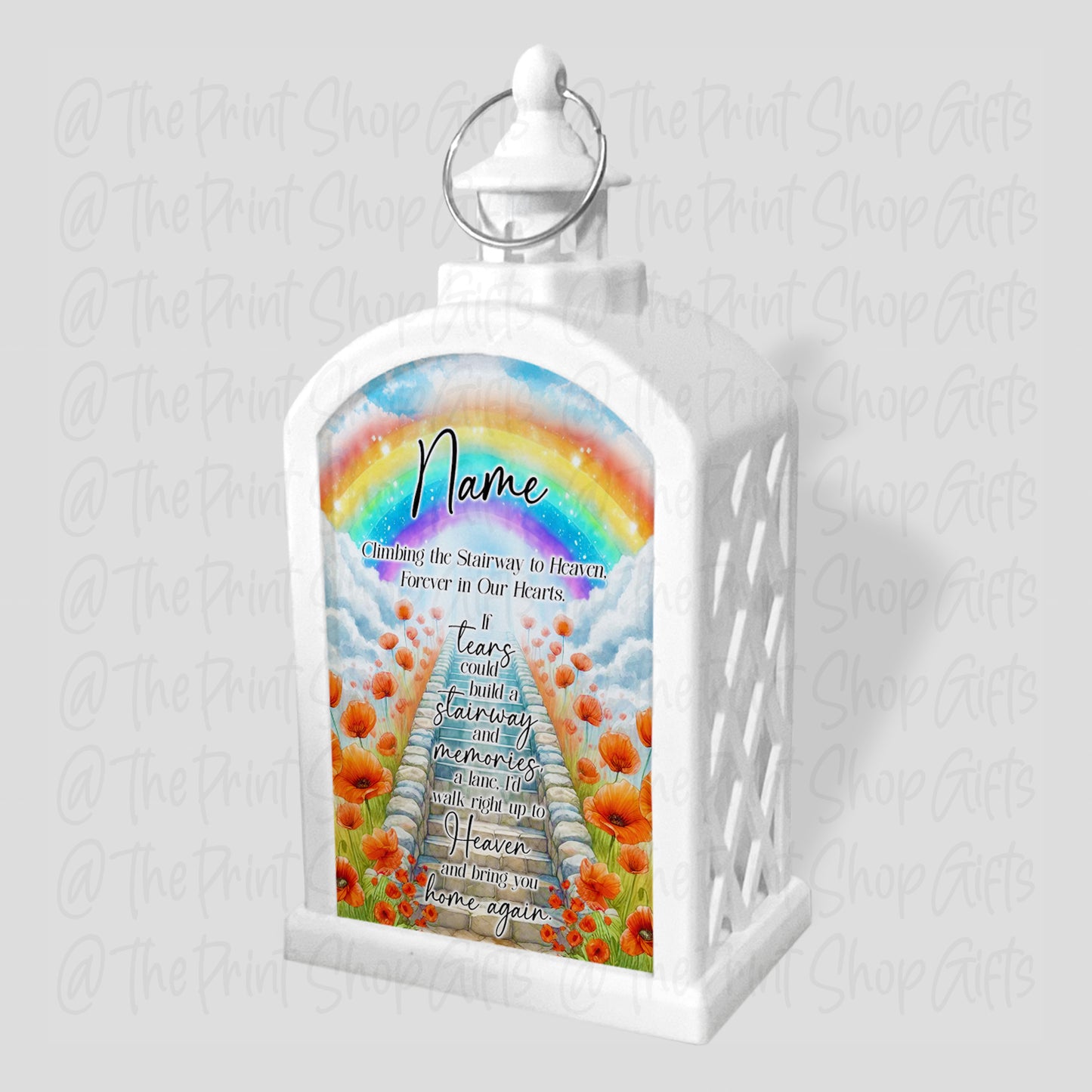 Poppies Personalised Memorial LED Candle Lantern