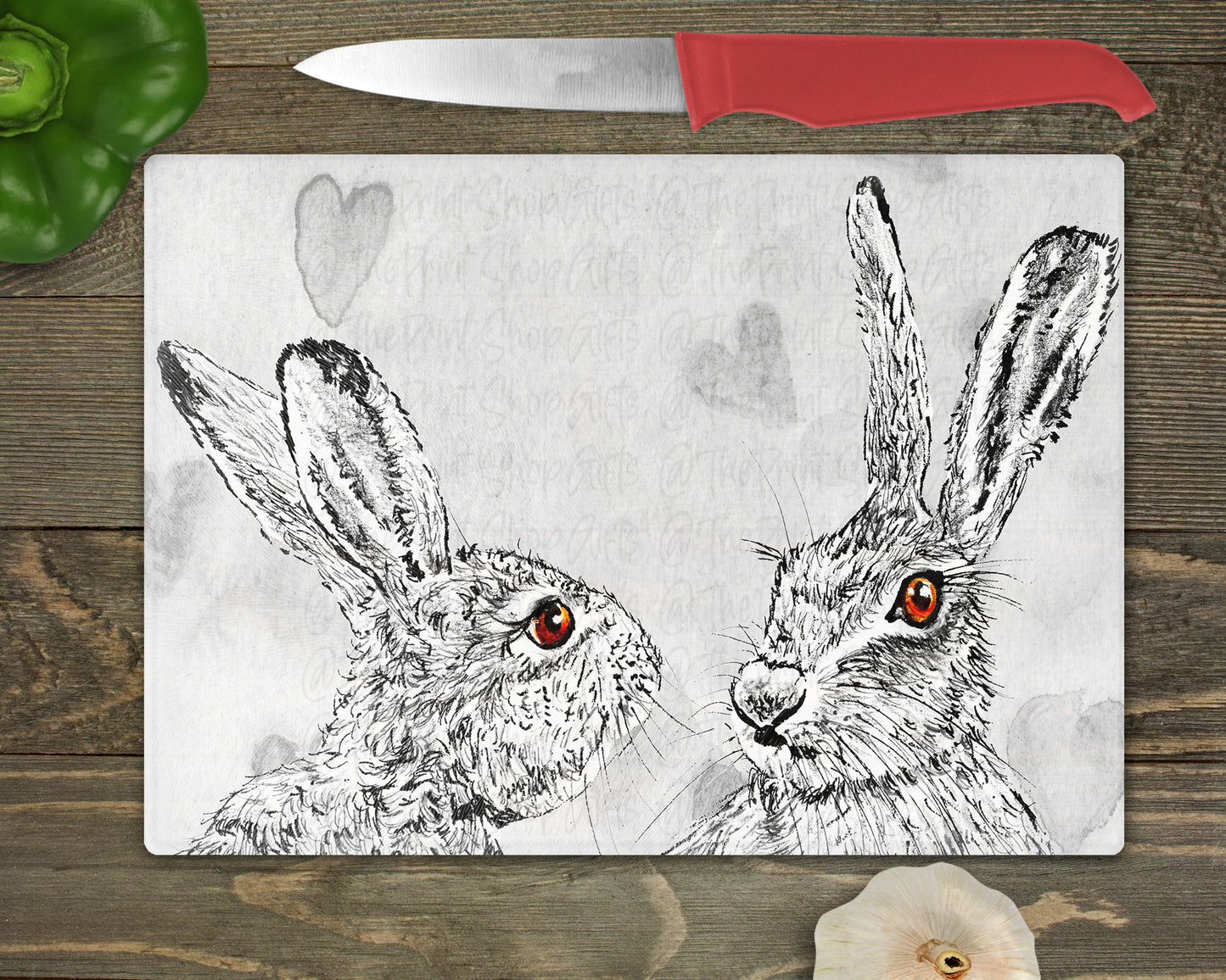 Hare Pen And Ink Sketch Artwork Kitchen Cutting Worktop Saver Chopping Board