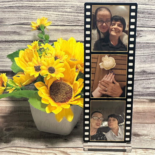 Personalised Polaroid Film Reel Freestanding Acrylic Photo Plaque