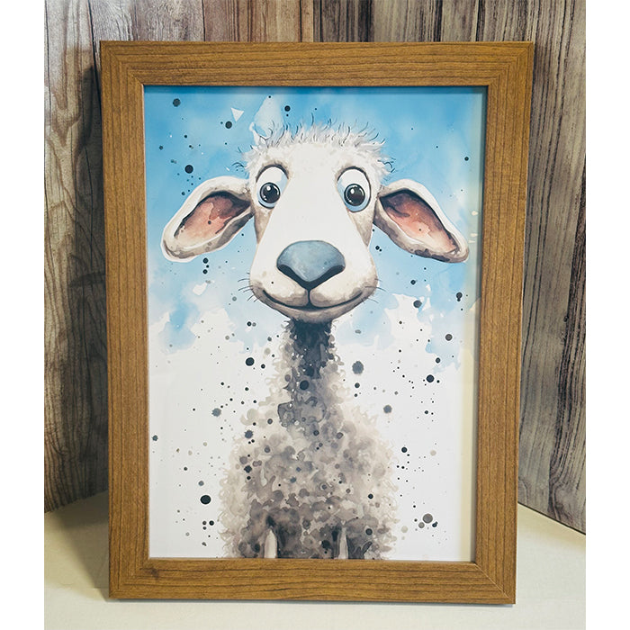 Barnyard Caricature Sheep Art Print – Available in A4 and A3, Framed or Unframed