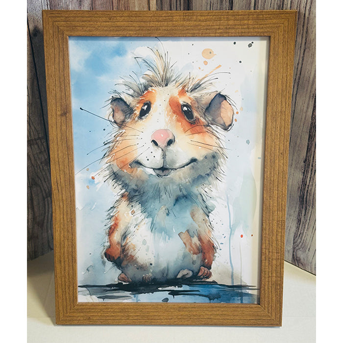 Barnyard Caricature Guinea Pig Art Print – Available in A4 and A3, Framed or Unframed